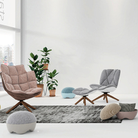 Pouf rond moderne italien en tissu avec pompons, idéal pour salon, chambre à coucher ou villa – Vente flash