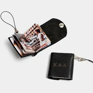 Custom Diy Self-Stick Color Photos Mini Album Gift Leather Photo Keychain