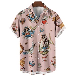 Camisas hawaianas de manga corta con estampado de botones para hombre, camisas informales de playa de verano - Product Image 3