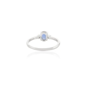 Anillo de Compromiso de Oro Blanco de 14K con Zafiro Azul de Corte Ovalado Natural y Diamantes de 0.31ct, Anillos de Piedras Preciosas para Mujeres, para Bodas y Fiestas - Product Image 2