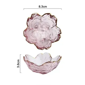 Baru bunga sakura bumbu piring kaca kecil piring emas Nodic tatahan mangkuk saus untuk es krim buah Sala perlengkapan dapur - Product Image 6