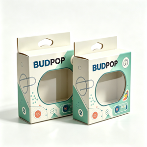 กล่องกระดาษพิมพ์ลายตามสั่งขายส่ง พร้อมหน้าต่างใสสำหรับใส่หูฟังบลูทูธไร้สาย กล่องป้องกันและบรรจุภัณฑ์ - Product Image 3