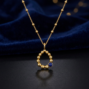 Collar con Colgante de Lágrima Hueca Chapado en Oro de 18K para Mujer, Cadena con Cuentas Doradas, Regalo Moderno y Minimalista - Product Image 3