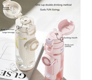 Nouveau ventilateur portable en Tritan, avec une grande capacité de 700 ml et deux options de boisson pour le gobelet. - Product Image 2