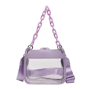 Benutzer definierte PVC Mode Transparente Damen Umhängetaschen Clear Bag Stadium Approval Wasserdichte Handtasche Umhängetaschen