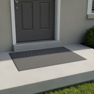 Alfombra de Entrada de PVC Gris a Rayas de 6 x 4 Pies, Resistente, Lavable, para Interiores y Exteriores, Rectangular, de Pelo Plano - Product Image 2