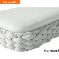 Chaise longue d'extérieur en aluminium résistant aux intempéries, enveloppée de polyester avec tissu intérieur-extérieur
