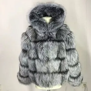 Winter Mans Real Fox Fur Jacket With Hood Stand Collar Outfit Hoodies Plus Size Coat