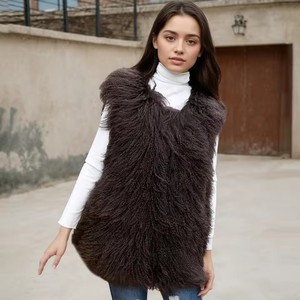 Long Style Genuine Mongolian Lamb <strong>Fur</strong> Vest <strong>Women</strong> Winter Real Sheep <strong>Fur</strong> <strong>Gilet</strong> <strong>for</strong> Lady Fashion - Product Image 5