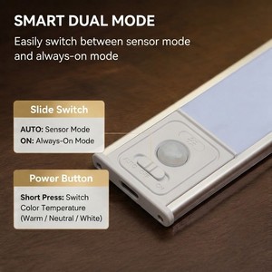 Smart PIR Motion <b>Sensor</b> <b>LED</b> Cabinet <b>Light</b> Aluminum Alloy Rechargeable Under Counter <b>Light</b> With Type-C Charging - Product Image 5