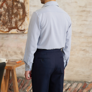<span class=keywords><strong>Camicia</strong></span> Primaverile da Uomo a Righe in <span class=keywords><strong>Seersucker</strong></span> con Colletto Unico Drappeggiato Senza Stiratura Casual a Maniche Lunghe di Alta Qualità - Product Image 3