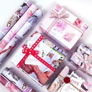 Wholesale 80g Coated Silicone Virgin Valentine's Day <b>Wedding</b> Art <b>Paper</b> 43*300cm Custom Gift <b>Wrapping</b> Packaging Roll - Product Image 2