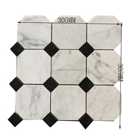 Carreaux de mosaïque de marbre octogonaux noirs et blancs pour la caractéristique de parquet de décoration de mur intérieur pour les planchers et les murs de magasin