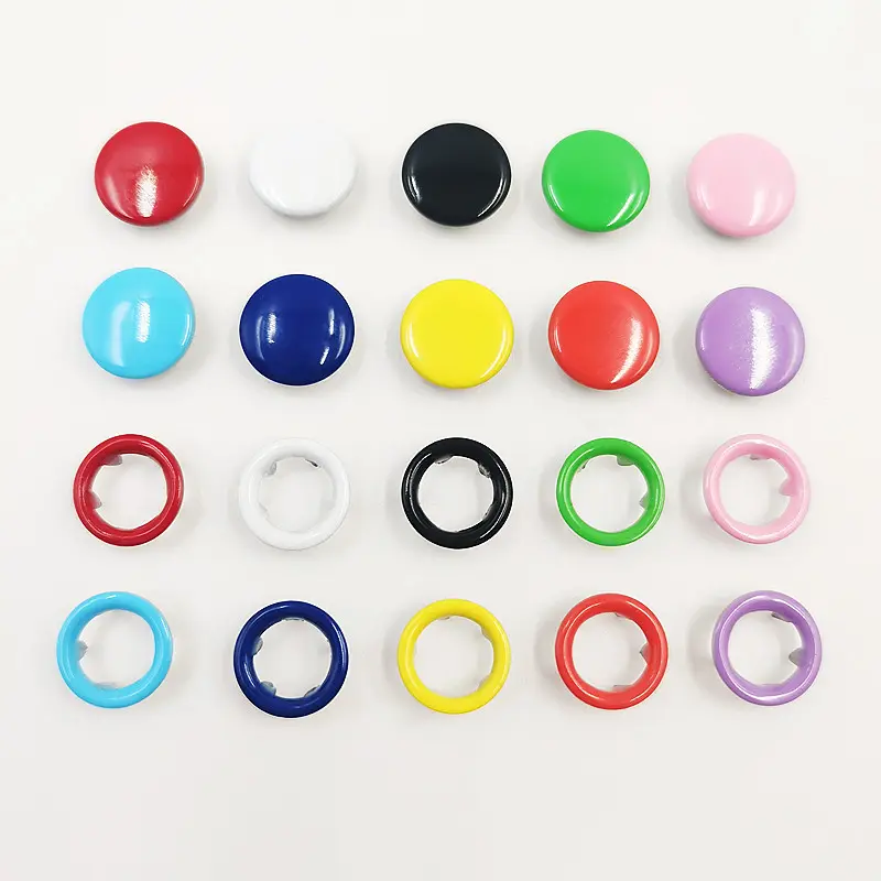 Custom eco-friendly 4 parts metal ring snap fastener prong snap button