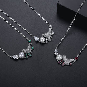 LUOTEEMI אופנה נוצץ קריסטל זירקון פייב Vintage חי מזל ציפור הצהרת תליון שרשראות נשים תכשיטי מתנה - Product Image 4