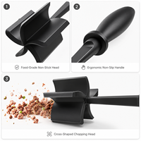 Hachoir à viande premium 5 lames, pilon manuel pour hacher le bœuf, ustensile de cuisine résistant à la chaleur pour OEM