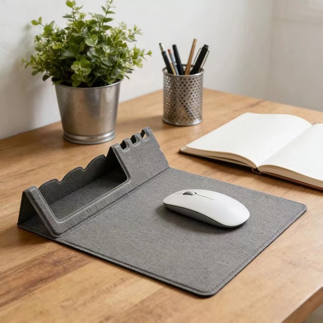 15W Multi-Functional PU Desk Organizer Pen Holder Foldable Keyboard Wireless Charging Mouse Pad