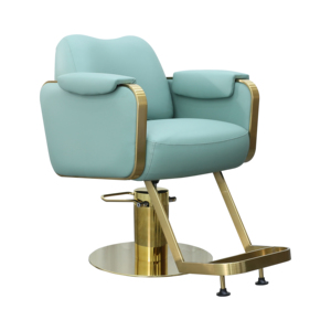 Fauteuil de Barbier de Luxe Doré 2026 Robuste et Hydraulique Inclinable pour Salon de Coiffure Professionnel et Salon de Soins Masculins - Product Image 1
