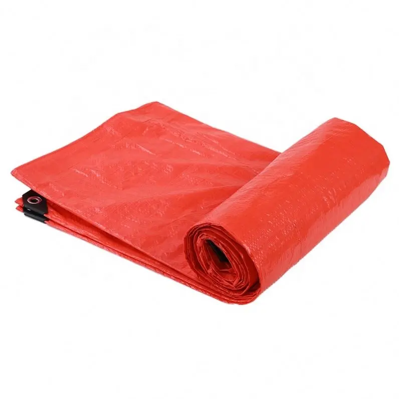 Lona de tela tejida de plástico duradero con ojales de metal Lona de PE para cubierta de lluvia de transporte