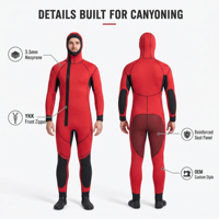 Combinaison de plongée en néoprène écologique à capuche pour homme avec fermeture éclair sur le devant 5,0 mm Premium pour le canyoning et les sports nautiques