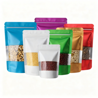 Prix d'usine Sachet Doypack vert foncé mat refermable de qualité alimentaire avec fenêtre transparente pour noix, thé, poudre sèche, pochette autoportante