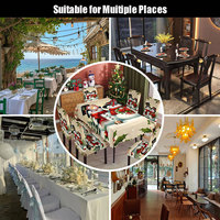 2025 Nouvelle Housse de Chaise de Restaurant Imprimée Père Noël Nappe Imperméable en Polyester Ensemble Table et Chaises