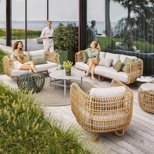 Dệt tay mây sofa ngoài trời ghế vườn phong cách sang trọng biệt thự khách sạn sân ban công bàn nhỏ ngoài trời Bàn cà phê đặt - Product Image 1