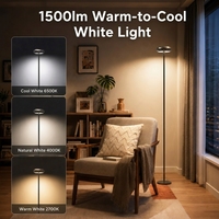 Lámpara de Pie Moderna Inteligente de 1500lm RGB+CCT LED Ambiental con Control Remoto de 36W y 180cm CRI 80 para Sala de Estar