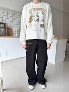 เสื้อคอกลมลายกราฟิกวินเทจขนาดใหญ่พิเศษ ทรงหลวม ผ้าถักลายวาฟเฟิล พิมพ์ลาย<span class=keywords><strong>โปสเตอร์</strong></span>สไตล์เรโทร - Product Image 1