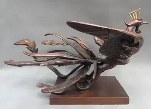 Statue de phénix en bronze avec ailes, 15 cm - Product Image 2