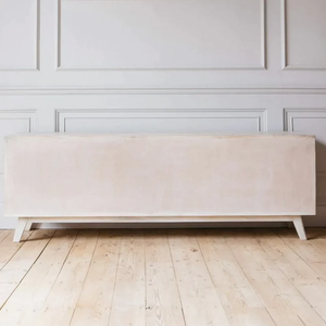 Meuble TV en bois de manguier massif sculpté à la main, meuble de divertissement traditionnel en bois, meuble de salon rustique, rangement durable - Product Image 4