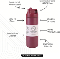Bouteilles d'eau isothermes en gros, 550 ml, double paroi, en acier inoxydable 18/8, isolées sous vide, pour boissons chaudes et froides
