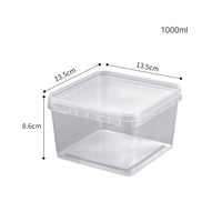Conteneur carré en plastique pour aliments pour animaux de compagnie, chips, cacahuètes, bonbons, biscuits, chocolat, beurre, seaux avec poignée et couvercle