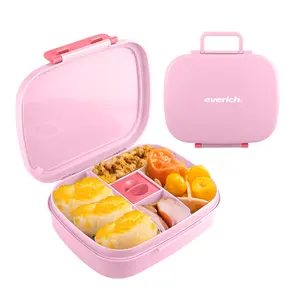 Nieuwe Hot Bpa Gratis Custom Lunchbox Food Kids Snack Opbergdoos Voor School Non-Spill 4 Compartimenten Bento Lunchbox