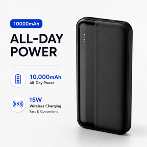 Batterie externe sans fil mince 10000 mAh, charge rapide 15 W, chargeur portable avec indicateur LED pour smartphone - Product Image 2