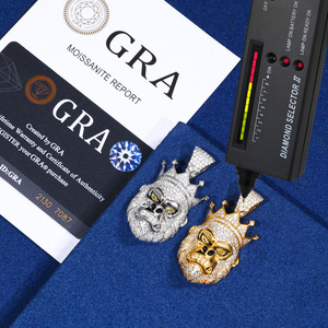 Hiphop da uomo gioielli da regalo placcato in oro 925 in argento Sterling VVS Moissanite diamante ghiacciato con corona - Product Image 3