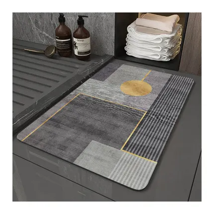 Non-Slip OEM ODM Rubber Soft Diatomite Mat Fast Drying Super Absorbent Floor Bath Mat Bathroom Carpet Rug