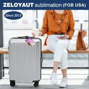 ZELOYAUT सब्लिमेशन होलसेल्स अनुकूलित उच्च गुणवत्ता वाले चमकदार सफेद पीयू सामान टैग पॉकेट डबल साइड प्रिंट 2024 यात्रा के साथ