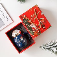 Ensemble de tasses en céramique de Noël avec logo personnalisé, motif Père Noël, pour cadeau