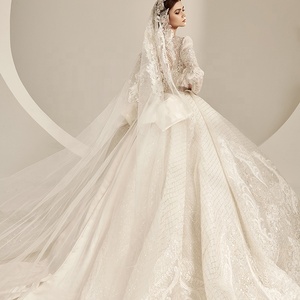 Váy cưới cho cô dâu thoải mái thiết kế V cổ dài tay áo cưới sang trọng - Product Image 3