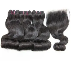 Super doppelt gezeichnete Funmi Bouncy Curls, 12A Grade Virgin Human Hair Roher indischer Schuss, Funmi Hair Egg Curl Human Hair Bundles