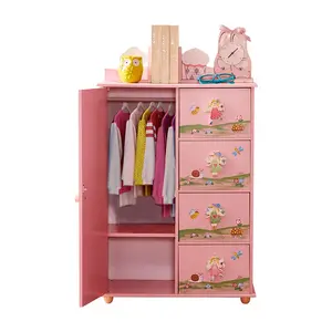 Girls Pink Furniture Clothes Closet Kids Wooden Wardrobes For Children Wooden Closet Baby Toys Kids Wardrobes Cabinets