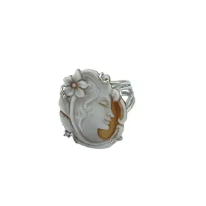RING VENERE sardonyx cameo in silver 925 with zircon