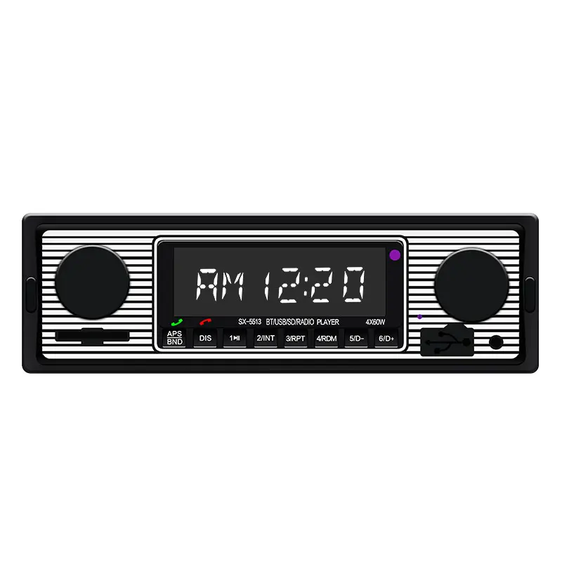 자동차 라디오 BT 자동차 스테레오 오디오 빈티지 무선 MP3 멀티미디어 플레이어 AUX USB FM 12V 클래식 스테레오 오디오 플레이어