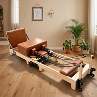 Mesin Reformer Pilates Profesional dari Kayu Maple, Portabel, Dapat Disesuaikan, dan Tahan Lama untuk Kebugaran di Rumah & Gym & Studio Yoga