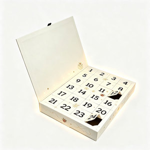Wholesale Christmas Icon Calendar Box Vermilion <b>Red</b> Icon Grid Layout Premium Finish Holiday Gift Advent Calendar Packaging Box - Product Image 2