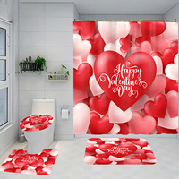 Ensemble de rideau de douche et tapis imprimés sur mesure, 4 pièces, polyester, imperméable, ensemble de décoration de salle de bain avec housse de siège de toilette et tapis de bain