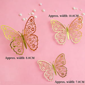 12 décorations de gâteau en forme de papillon doré métallique, décorations de gâteau dorées pour mariage, fête d'<span class=keywords><strong>anniversaire</strong></span>, baby shower, fournitures de pâtisserie - Product Image 2