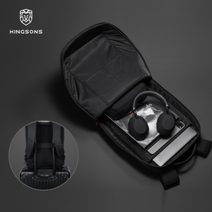 Kingsons Men's <b>Backpack</b> Lightweight Business Travel Laptop <b>Compartment</b> 20-35L Solid Color Shoulder Straps - Product Image 3