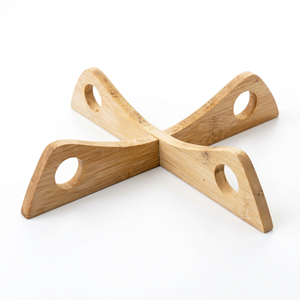 Natural Wooden Crossed Bowl Stand, Foldable Wood Bowl Holder for Kitchen Dining Table Home Decor - Product Image 1